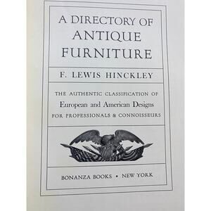 Directory of Antique Furniture Hinckley Bonanza Books 1953 by F. Lewis